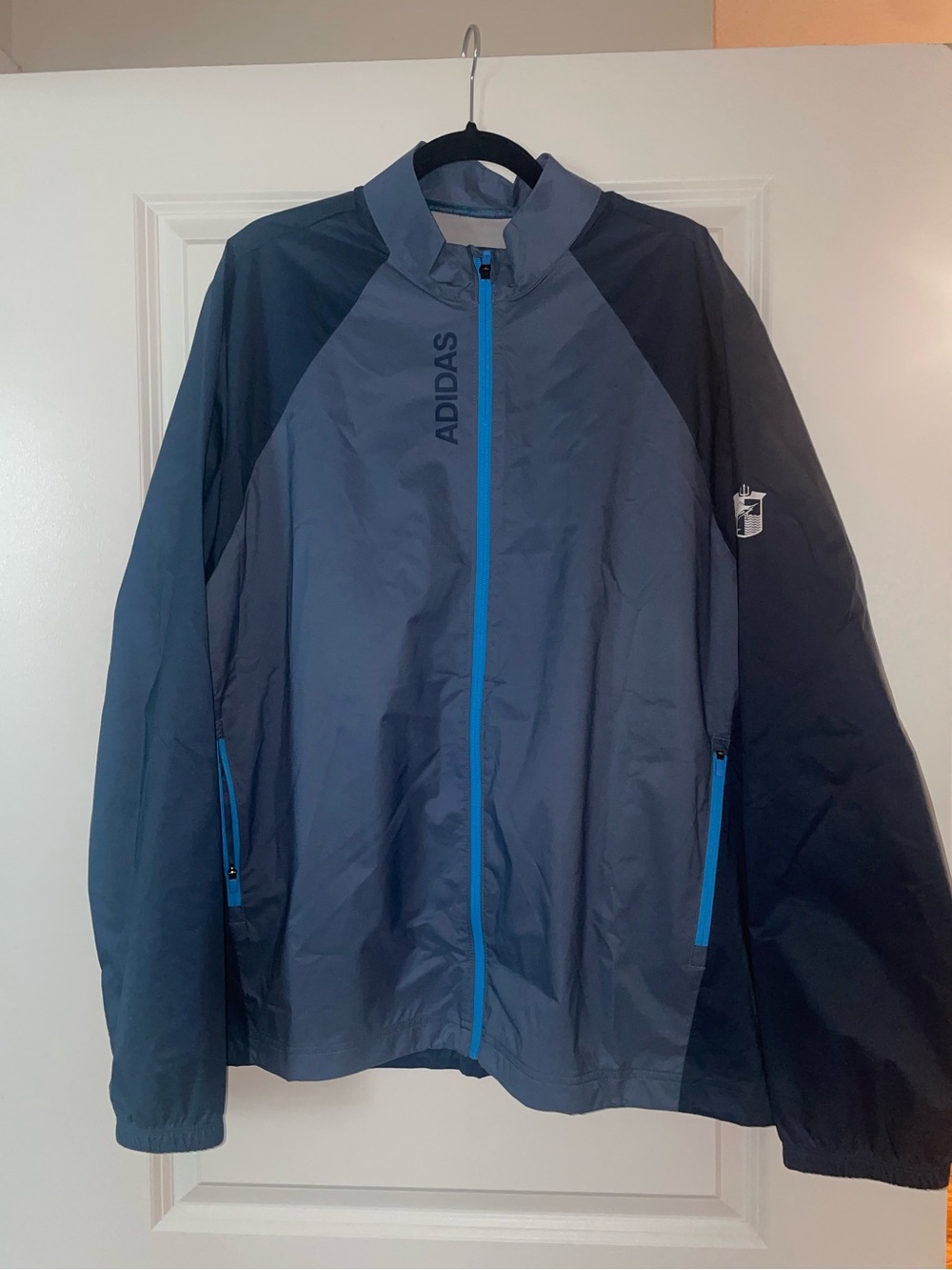 adidas Men’s Navy, Charcoal & Bright Blue Windbreaker Jacket